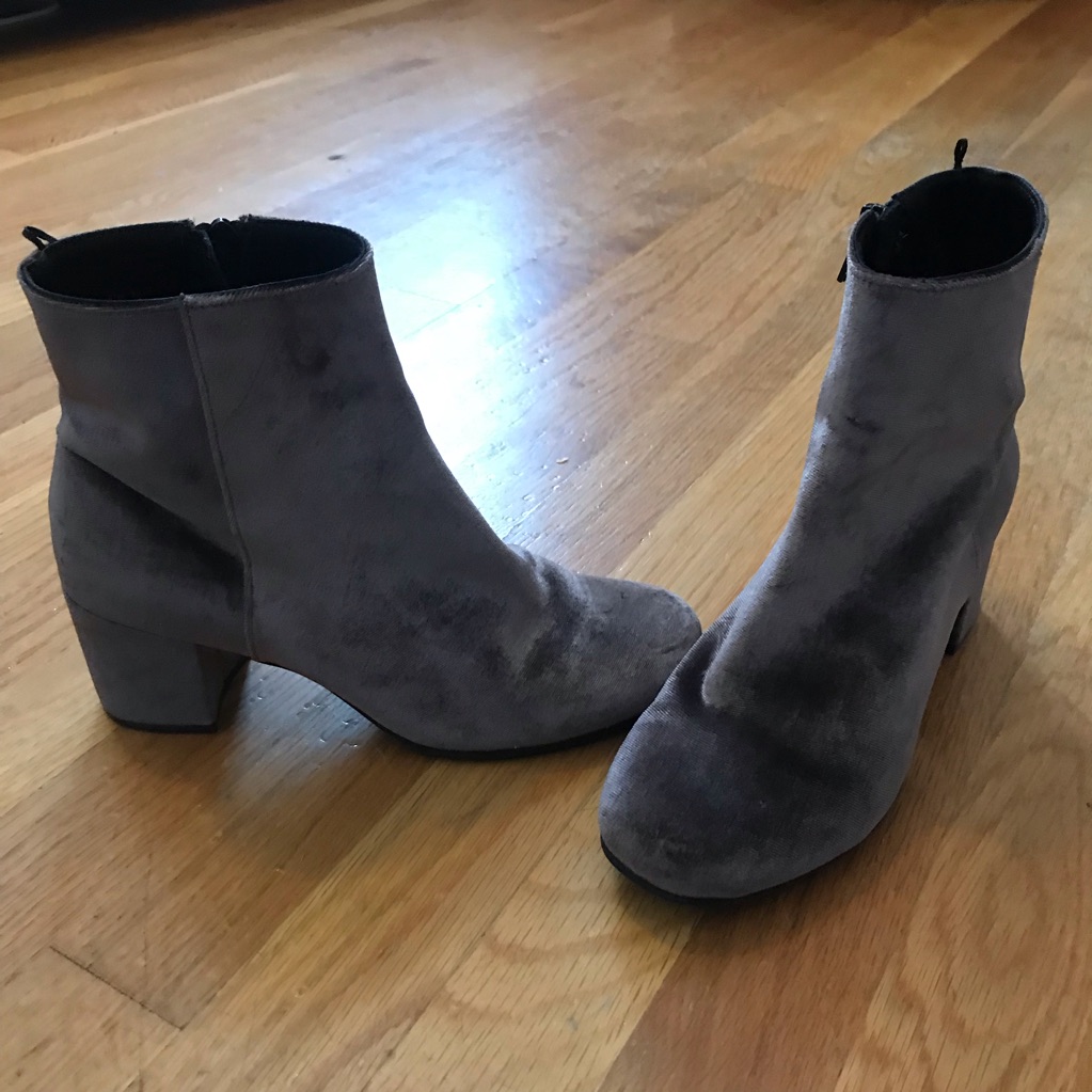 H&M Velvet Grey Ankle Booties